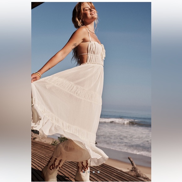NWT Free People Taking Sides maxi ivory - Picture 2 of 7